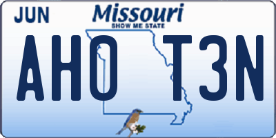 MO license plate AH0T3N