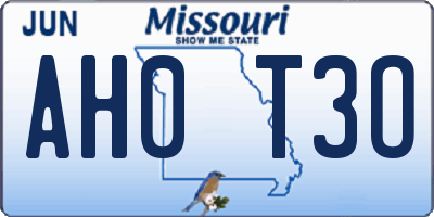 MO license plate AH0T3O