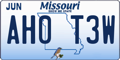 MO license plate AH0T3W