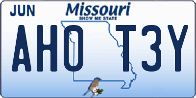 MO license plate AH0T3Y