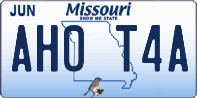 MO license plate AH0T4A