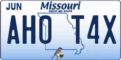 MO license plate AH0T4X