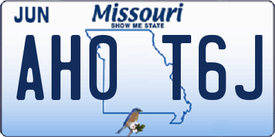 MO license plate AH0T6J