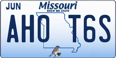 MO license plate AH0T6S
