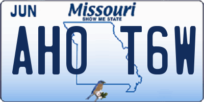MO license plate AH0T6W