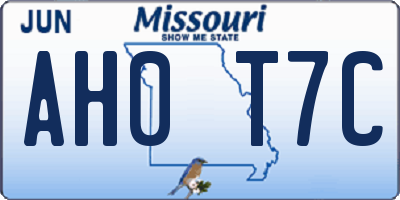 MO license plate AH0T7C