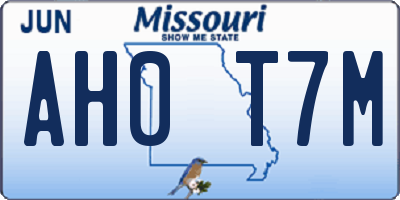 MO license plate AH0T7M