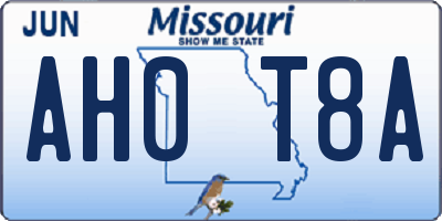 MO license plate AH0T8A