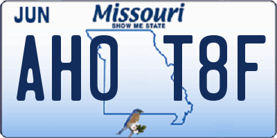 MO license plate AH0T8F