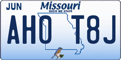 MO license plate AH0T8J