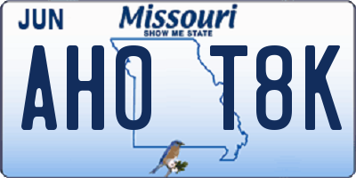 MO license plate AH0T8K