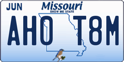 MO license plate AH0T8M