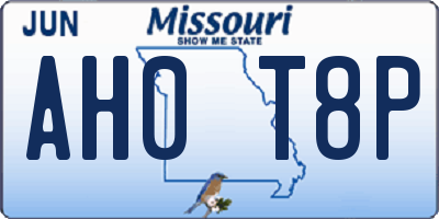 MO license plate AH0T8P