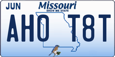 MO license plate AH0T8T