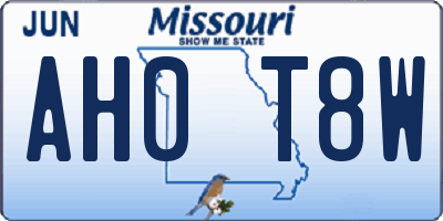 MO license plate AH0T8W