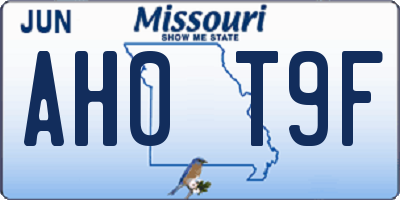 MO license plate AH0T9F
