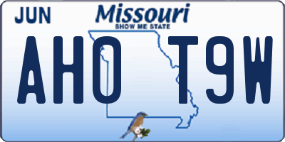 MO license plate AH0T9W