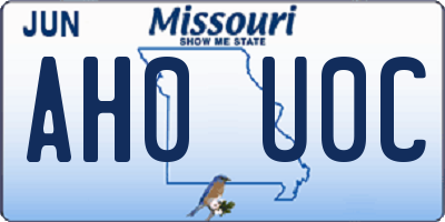 MO license plate AH0U0C