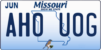 MO license plate AH0U0G
