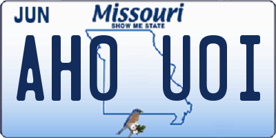 MO license plate AH0U0I