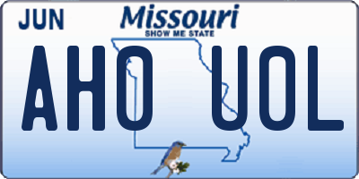 MO license plate AH0U0L