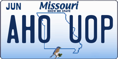 MO license plate AH0U0P