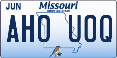 MO license plate AH0U0Q