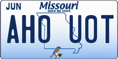 MO license plate AH0U0T