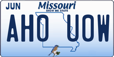 MO license plate AH0U0W