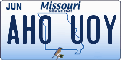 MO license plate AH0U0Y