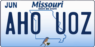 MO license plate AH0U0Z