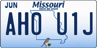 MO license plate AH0U1J