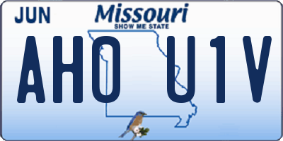 MO license plate AH0U1V