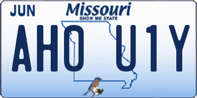 MO license plate AH0U1Y