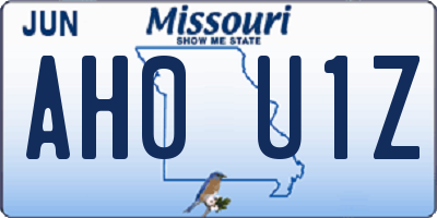 MO license plate AH0U1Z