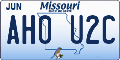 MO license plate AH0U2C