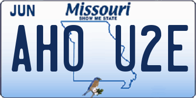 MO license plate AH0U2E