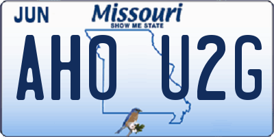 MO license plate AH0U2G