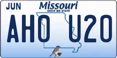 MO license plate AH0U2O