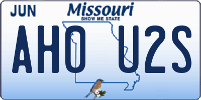MO license plate AH0U2S