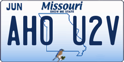 MO license plate AH0U2V