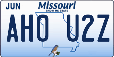 MO license plate AH0U2Z