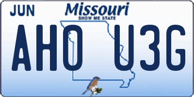 MO license plate AH0U3G