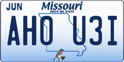 MO license plate AH0U3I