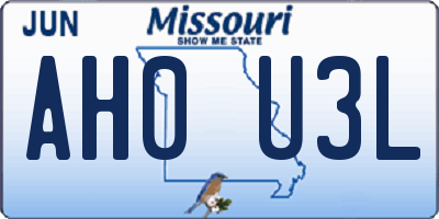 MO license plate AH0U3L