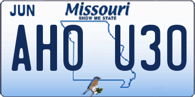 MO license plate AH0U3O