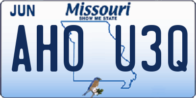 MO license plate AH0U3Q