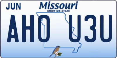 MO license plate AH0U3U