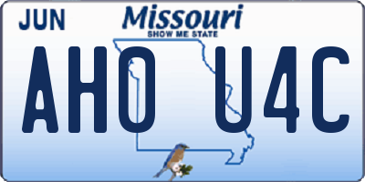 MO license plate AH0U4C