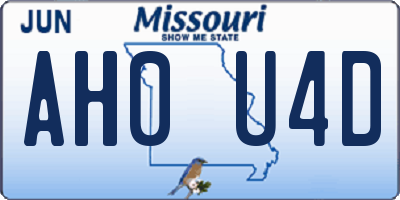 MO license plate AH0U4D